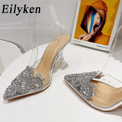 Eilyken Street Style Smailian Noe Moterų pompos Sexy Clear Perspex Aukštakulniai Batai Dizaineriai Vestuviniai Banketiniai Sandalai
