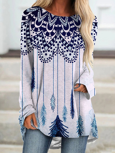 Dámske tričko s potlačou pávieho peria, dámske módne tričká s dlhým rukávom, tričká s estetickým vzorom, dámske oblečenie, veľkosť S-5XL