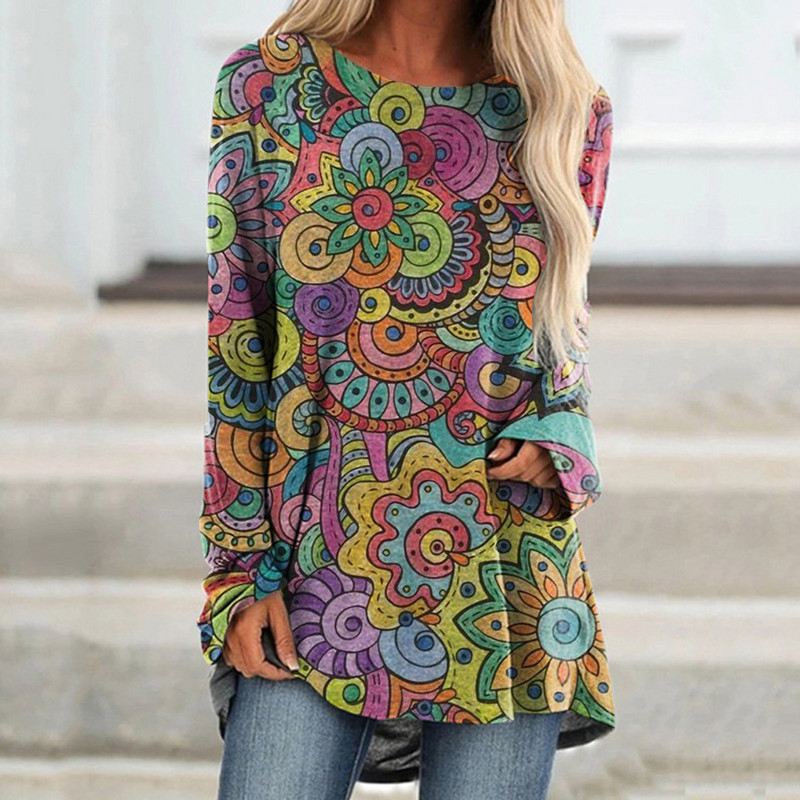 Dámske tričko s potlačou pávieho peria, dámske módne tričká s dlhým rukávom, tričká s estetickým vzorom, dámske oblečenie, veľkosť S-5XL