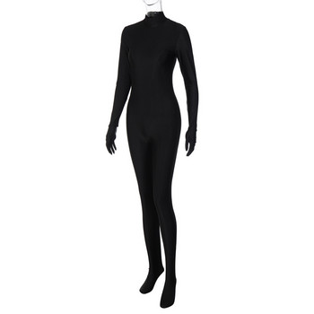 BKLD Ρούχα Γυναικεία Φθινοπωρινά 2022 Νέα Μόδα Streetwear Λεπτό φερμουάρ πίσω μονόχρωμη μακρυμάνικη φόρμα μαύρη One Pieces