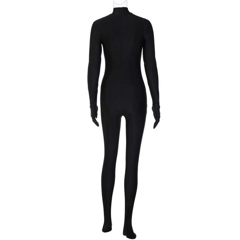 BKLD odjeća za žene, jesen 2022., nova modna ulična odjeća, uski jednodijelni kombinezon s patentnim zatvaračem na leđima, jednobojni jednodijelni kombinezon dugih rukava