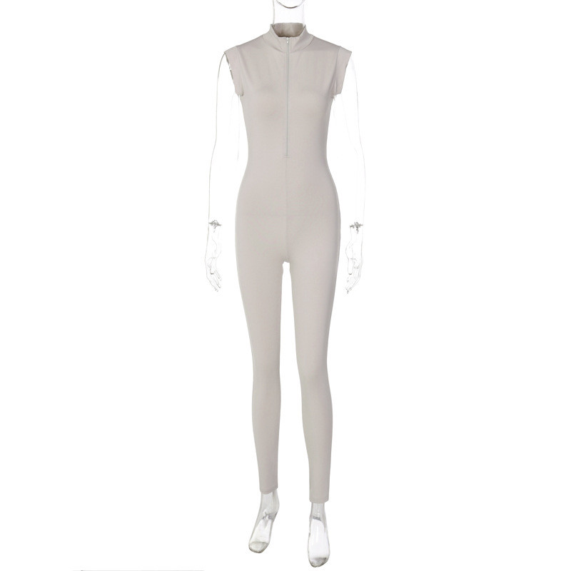 Letné outfity BKLD pre ženy 2023 Nová móda Sexy hrudník vpredu so zipsom, úzky jednofarebný overal, jednodielne párty klubové oblečenie