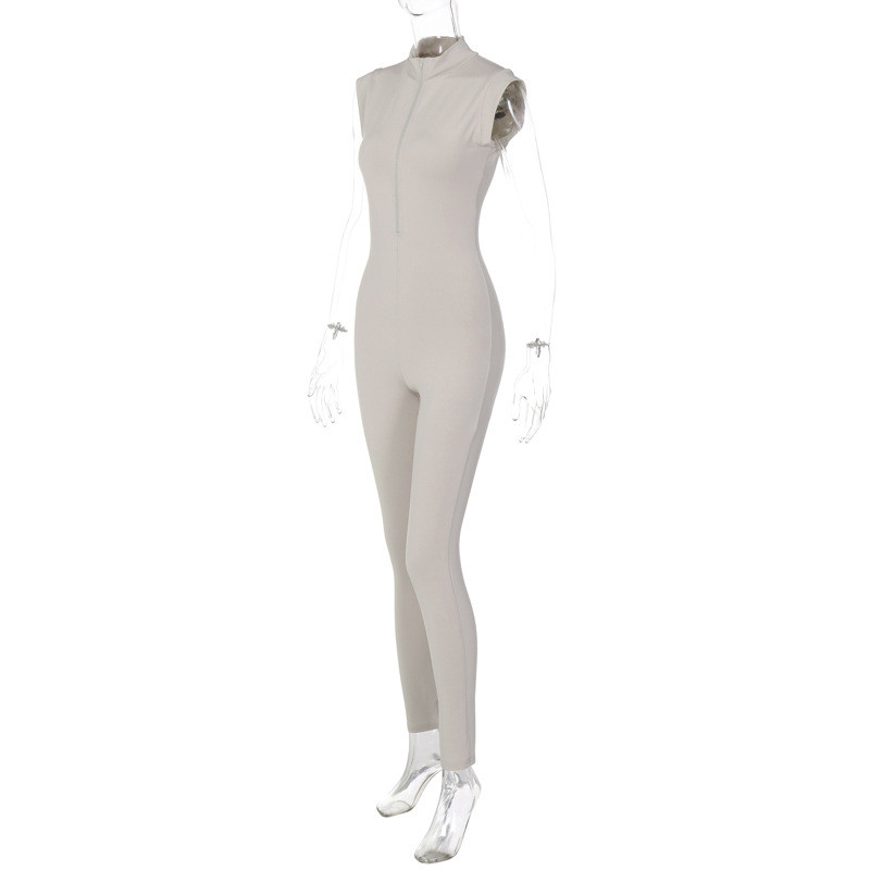 Letné outfity BKLD pre ženy 2023 Nová móda Sexy hrudník vpredu so zipsom, úzky jednofarebný overal, jednodielne párty klubové oblečenie