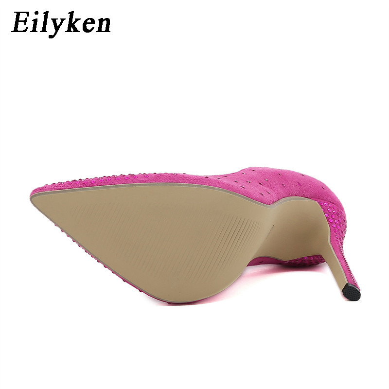 Eilyken Letné dámske lodičky 2023 Nový dizajn Krištáľové kamienky Špičková špička Elegantné svadobné šaty Vysoké podpätky Dámske topánky
