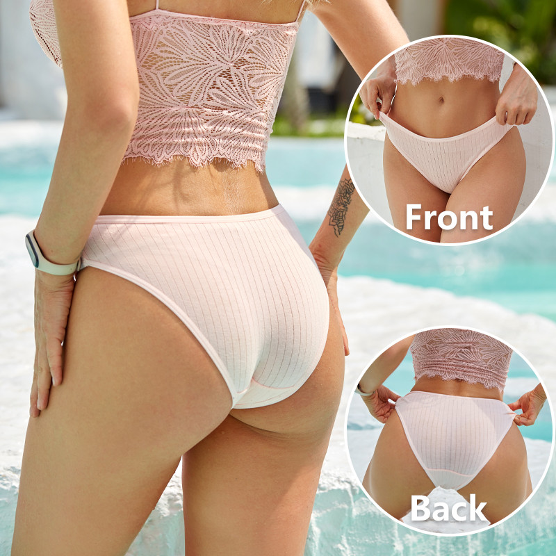 Dámske spodné prádlo FINETOO, bezšvové bavlnené nohavičky, sexy priedušné pruhované nohavičky, dámske jednofarebné útulné spodky, veľkosť M-XL