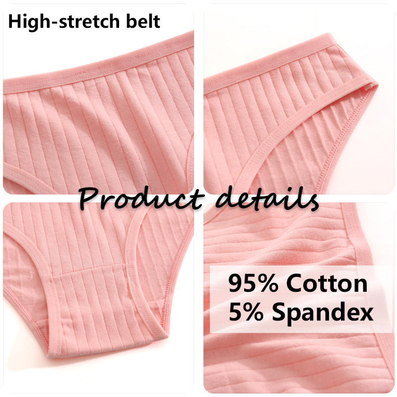 Dámske spodné prádlo FINETOO, bezšvové bavlnené nohavičky, sexy priedušné pruhované nohavičky, dámske jednofarebné útulné spodky, veľkosť M-XL
