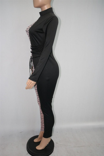 BKLD Νέα χειμωνιάτικα ρούχα Σέξι εμπριμέ διχτυωτό συνονθύλευμα μακρυμάνικο κορμάκι για πάρτι Clubwear Γυναικεία μόδα φθινοπώρου 2023