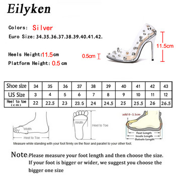 Eilyken Σχέδιο Rivet Crystal Γυναικείες Αντλίες PVC Διαφανή ψηλοτάκουνα σέξι νυχτερινό κλαμπ Prom Γυναικεία σανδάλια Νυφικά παπούτσια