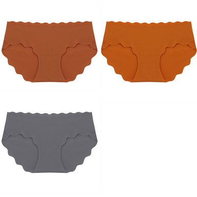 BZEL 3 ks/sada dámskych nohavičiek, bezšvové hodvábne saténové dámske spodné prádlo, sexy spodná bielizeň, sladké vlnité okraje, pohodlné športové nohavičky