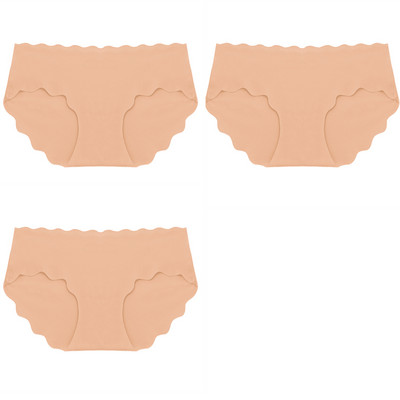 BZEL 3 ks/sada dámskych nohavičiek, bezšvové hodvábne saténové dámske spodné prádlo, sexy spodná bielizeň, sladké vlnité okraje, pohodlné športové nohavičky