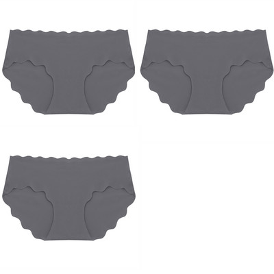 BZEL 3 ks/sada dámskych nohavičiek, bezšvové hodvábne saténové dámske spodné prádlo, sexy spodná bielizeň, sladké vlnité okraje, pohodlné športové nohavičky