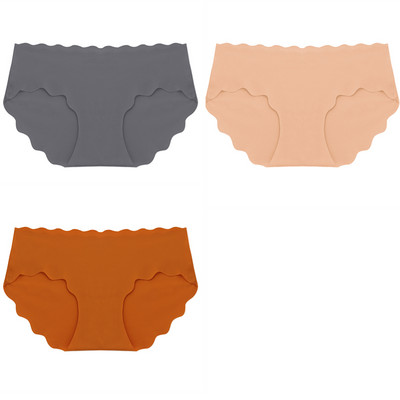 BZEL 3 ks/sada dámskych nohavičiek, bezšvové hodvábne saténové dámske spodné prádlo, sexy spodná bielizeň, sladké vlnité okraje, pohodlné športové nohavičky