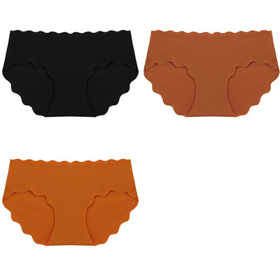 BZEL 3 ks/sada dámskych nohavičiek, bezšvové hodvábne saténové dámske spodné prádlo, sexy spodná bielizeň, sladké vlnité okraje, pohodlné športové nohavičky