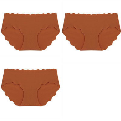 BZEL 3 ks/sada dámskych nohavičiek, bezšvové hodvábne saténové dámske spodné prádlo, sexy spodná bielizeň, sladké vlnité okraje, pohodlné športové nohavičky