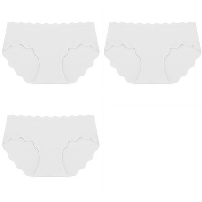 BZEL 3 ks/sada dámskych nohavičiek, bezšvové hodvábne saténové dámske spodné prádlo, sexy spodná bielizeň, sladké vlnité okraje, pohodlné športové nohavičky