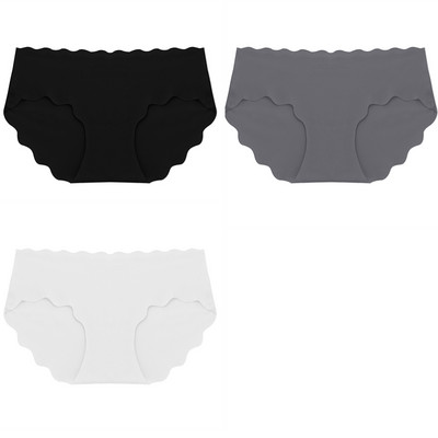 BZEL 3 ks/sada dámskych nohavičiek, bezšvové hodvábne saténové dámske spodné prádlo, sexy spodná bielizeň, sladké vlnité okraje, pohodlné športové nohavičky