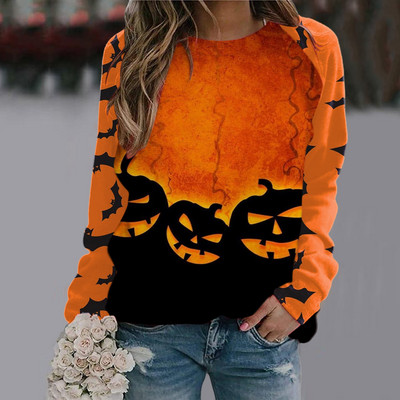 Ženska modna majica dugih rukava za Noć vještica Trenerka Djevojka Harajuku Vintage Clothing 3d Pumpkin Ženske majice s kapuljačom s printom slatke mačke