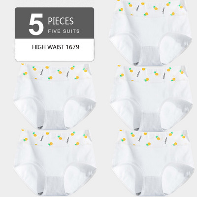 LANGSHA 5 ks Dámske nohavičky Lady bavlnené spodné prádlo Dievčenské priedušné bezšvové nohavičky s vysokým pásom Žena roztomilá sexy spodná bielizeň Intimates