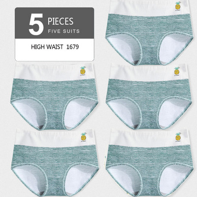 LANGSHA 5 ks Dámske nohavičky Lady bavlnené spodné prádlo Dievčenské priedušné bezšvové nohavičky s vysokým pásom Žena roztomilá sexy spodná bielizeň Intimates