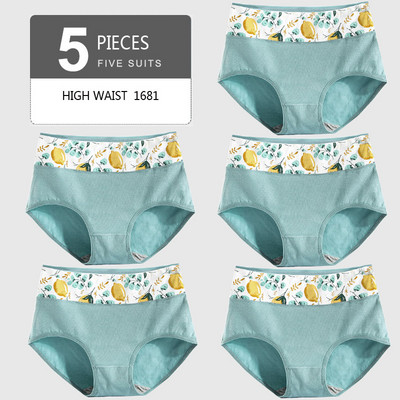 LANGSHA 5 ks Dámske nohavičky Lady bavlnené spodné prádlo Dievčenské priedušné bezšvové nohavičky s vysokým pásom Žena roztomilá sexy spodná bielizeň Intimates