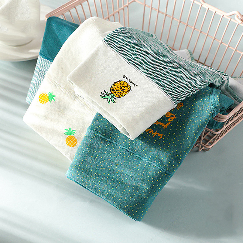 LANGSHA 5 ks Dámske nohavičky Lady bavlnené spodné prádlo Dievčenské priedušné bezšvové nohavičky s vysokým pásom Žena roztomilá sexy spodná bielizeň Intimates