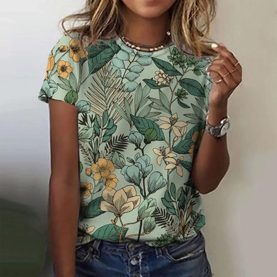 Tricou de vară cu imprimeu cu crani cu flori înfricoșătoare Tricou de damă cu decolteu cu mânecă scurtă Topuri cool de stradă Tricouri Îmbrăcăminte supradimensionată pentru femei Top casual