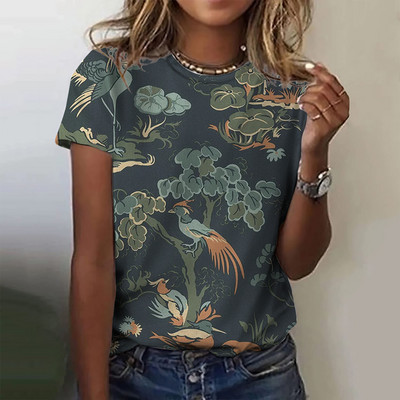 Tricou de vară cu imprimeu cu crani cu flori înfricoșătoare Tricou de damă cu decolteu cu mânecă scurtă Topuri cool de stradă Tricouri Îmbrăcăminte supradimensionată pentru femei Top casual