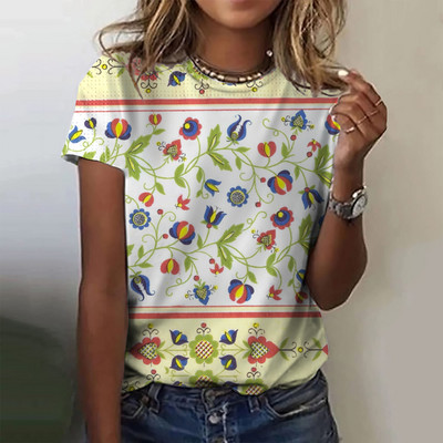 Tricou de vară cu imprimeu cu crani cu flori înfricoșătoare Tricou de damă cu decolteu cu mânecă scurtă Topuri cool de stradă Tricouri Îmbrăcăminte supradimensionată pentru femei Top casual