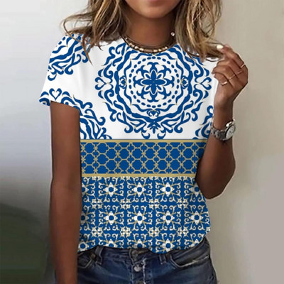 Tricou de vară cu imprimeu cu crani cu flori înfricoșătoare Tricou de damă cu decolteu cu mânecă scurtă Topuri cool de stradă Tricouri Îmbrăcăminte supradimensionată pentru femei Top casual