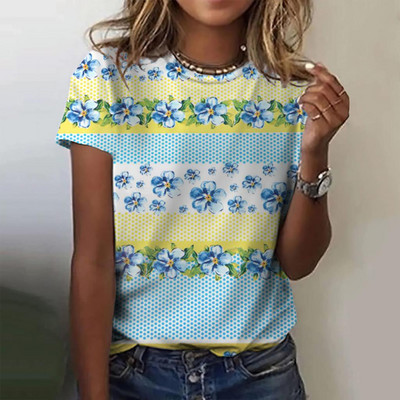 Tricou de vară cu imprimeu cu crani cu flori înfricoșătoare Tricou de damă cu decolteu cu mânecă scurtă Topuri cool de stradă Tricouri Îmbrăcăminte supradimensionată pentru femei Top casual