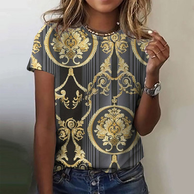 Tricou de vară cu imprimeu cu crani cu flori înfricoșătoare Tricou de damă cu decolteu cu mânecă scurtă Topuri cool de stradă Tricouri Îmbrăcăminte supradimensionată pentru femei Top casual