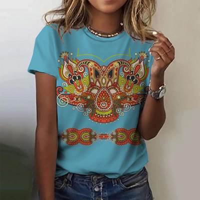 Tricou de vară cu imprimeu cu crani cu flori înfricoșătoare Tricou de damă cu decolteu cu mânecă scurtă Topuri cool de stradă Tricouri Îmbrăcăminte supradimensionată pentru femei Top casual