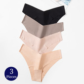 Dámske nohavičky TrowBridge 3 ks/sada, hodvábny satén, bezšvové spodné prádlo, mäkké, šetrné k pokožke, sexy športové, pohodlné, slipy s výstrihom do V