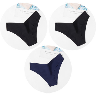 Dámske nohavičky TrowBridge 3 ks/sada, hodvábny satén, bezšvové spodné prádlo, mäkké, šetrné k pokožke, sexy športové, pohodlné, slipy s výstrihom do V