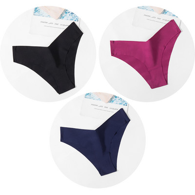 Dámske nohavičky TrowBridge 3 ks/sada, hodvábny satén, bezšvové spodné prádlo, mäkké, šetrné k pokožke, sexy športové, pohodlné, slipy s výstrihom do V