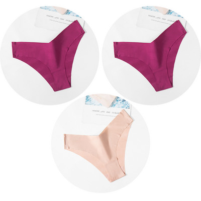 Dámske nohavičky TrowBridge 3 ks/sada, hodvábny satén, bezšvové spodné prádlo, mäkké, šetrné k pokožke, sexy športové, pohodlné, slipy s výstrihom do V