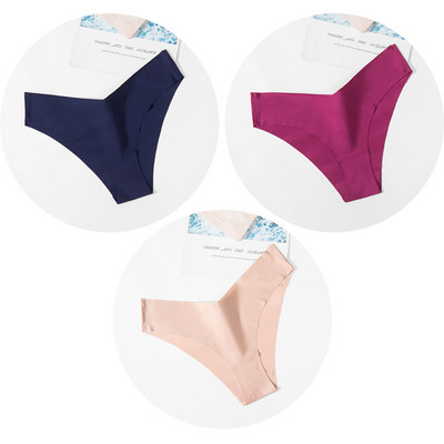 Dámske nohavičky TrowBridge 3 ks/sada, hodvábny satén, bezšvové spodné prádlo, mäkké, šetrné k pokožke, sexy športové, pohodlné, slipy s výstrihom do V