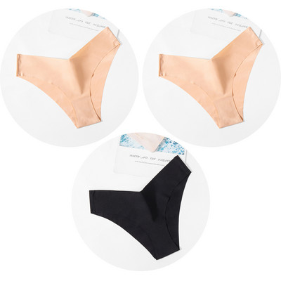 Dámske nohavičky TrowBridge 3 ks/sada, hodvábny satén, bezšvové spodné prádlo, mäkké, šetrné k pokožke, sexy športové, pohodlné, slipy s výstrihom do V