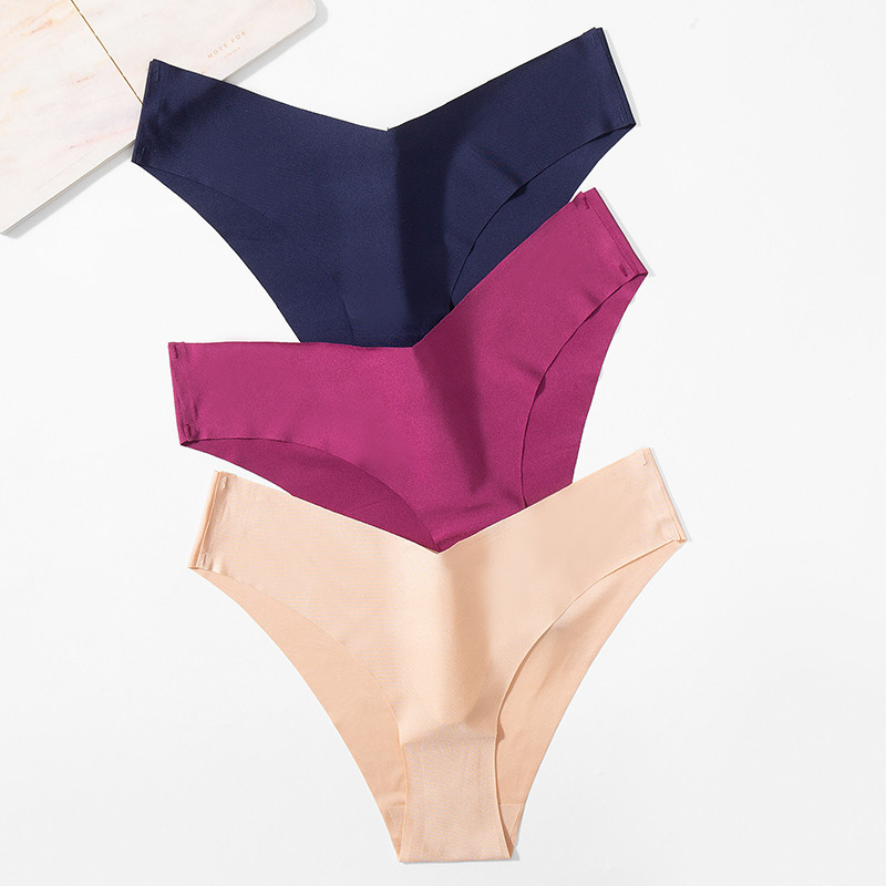 Dámske nohavičky TrowBridge 3 ks/sada, hodvábny satén, bezšvové spodné prádlo, mäkké, šetrné k pokožke, sexy športové, pohodlné, slipy s výstrihom do V