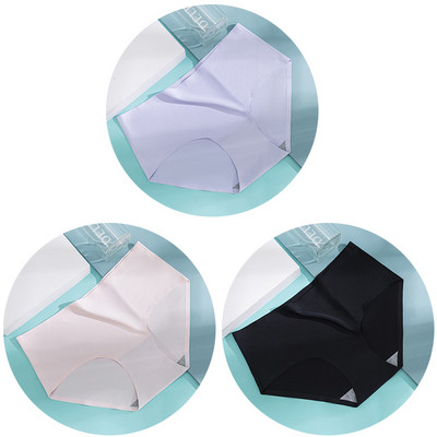 3db/szett Női bugyi női varrat nélküli fehérnemű Jégselyem kényelmes alsónadrág derékközépig légáteresztő alsónadrág fehérnemű