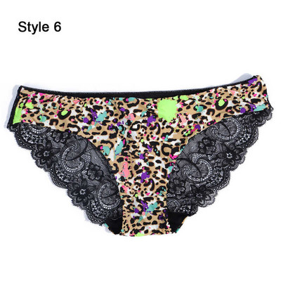 Chiloți sexy din dantelă de modă pentru femei Lenjerie de corp fără sudură, leopard, mătase de gheață, pentru fete, bikini, bumbac, lenjerie transparentă.