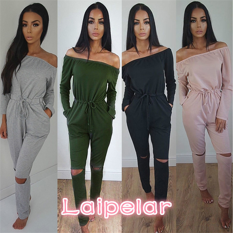 Kombinezoni za žene, seksi ljetni novodošli, elegantni kombinezoni u uličnom stilu, dugih rukava i kosog izreza s otvorenim ramenima