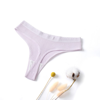 Ženske gaćice Bešavne rebraste tange Niski struk Gaćice Udobne pamučne gaćice Jednobojno donje rublje Žensko donje rublje