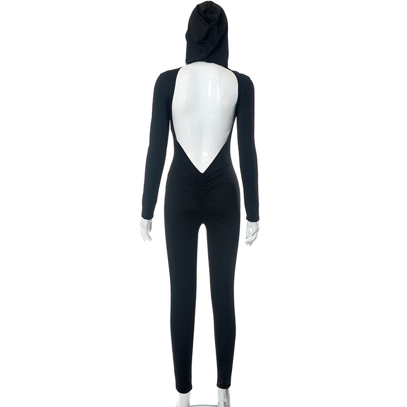 BKLD Club Outfit za žene 2023. Jesen Zima Nova ulična odjeća Uski jednodijelni kombinezoni otvorenih leđa s kapuljačom i dugim rukavima