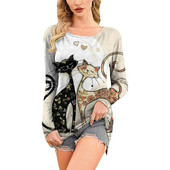 Retro ženska majica kratkih rukava Anime mačka grafička odjeća za djevojke Ljetne majice s O-izrezom dugih rukava Ženska Harajuku ulična odjeća Prevelika bluza