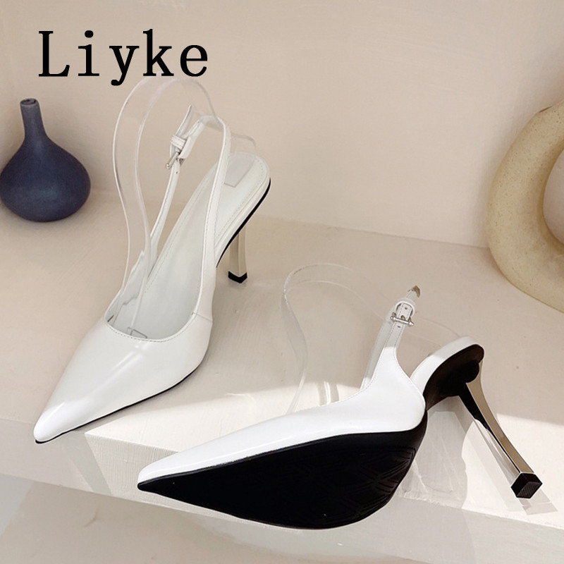 Liyke 2024, noi, sexy, cu vârf ascuțit, pantofi pentru femei, cu curele cu cataramă, cu tocuri înalte stiletto, pentru petrecerea de nuntă, pantofi pentru femei, sandale