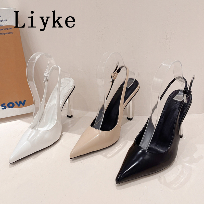 Liyke 2024, noi, sexy, cu vârf ascuțit, pantofi pentru femei, cu curele cu cataramă, cu tocuri înalte stiletto, pentru petrecerea de nuntă, pantofi pentru femei, sandale