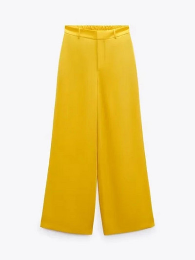 Costum Pantaloni Galbeni Femei Chic Decolteu în V Topuri cu jumătate de mânecă și Set de pantaloni cu talie înaltă 2023 Vară Casual Picioare Late Ținute Femeii