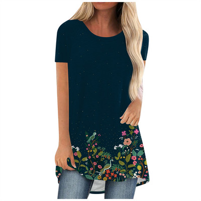 Ljetne majice s cvijećem, cvjetnim 3D printom, ulična odjeća, ženska vintage majica kratkih rukava, tunike, majice velikih veličina, ženska odjeća