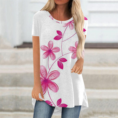 Ljetne majice s cvijećem, cvjetnim 3D printom, ulična odjeća, ženska vintage majica kratkih rukava, tunike, majice velikih veličina, ženska odjeća